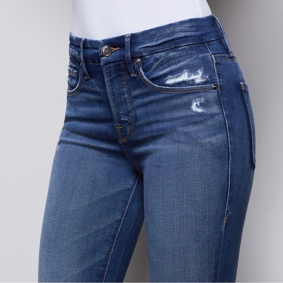 GOOD AMERICAN GLC113T Blue 377 Good Legs Crop High Rise Skinny Distressed 2/26 - Picture 5 of 16